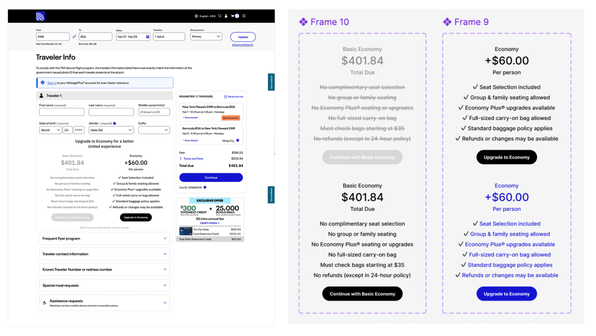 Initial redesign of fare selection